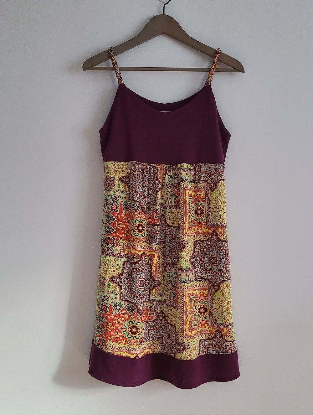 Hollyword Women’s Purple and Multicolor Printed Summer Dress Size S